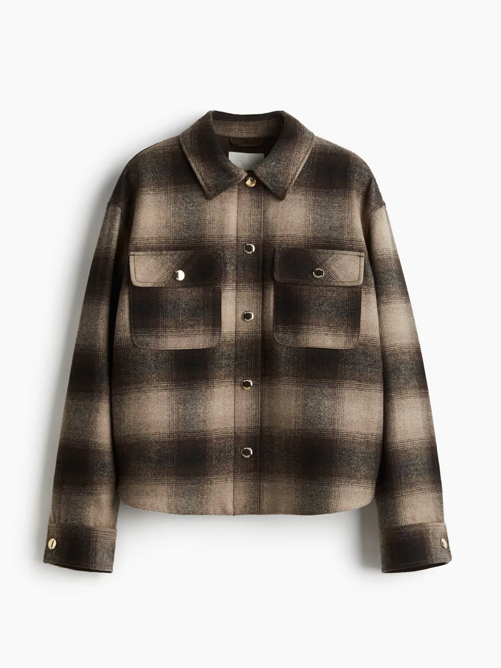 Plaid Shacket Jacket in Brown and Cream